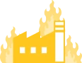 工場が火事のイラスト